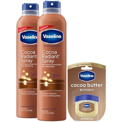 Vaseline Cocoa Radiant Spray Body Lotion 2-Pack + Mini Lip Therapy for Soft, Glowing Skin & Lips | Amazon (US)