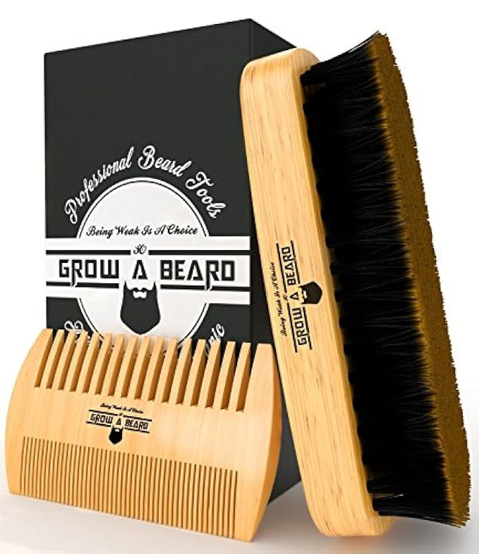 Beard Brush & Comb Set for Men Care - Gift Box & Friendly Bag - Best Bamboo Grooming Kit for Home &  | Amazon (US)