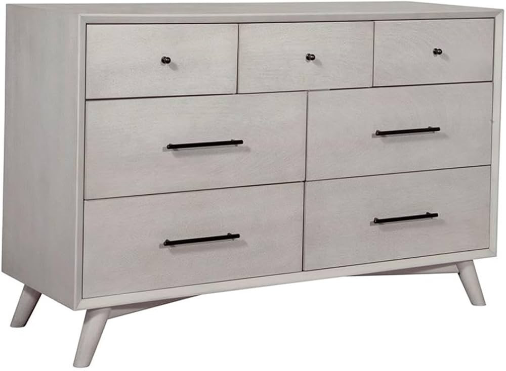 Alpine Furniture Flynn Mid Century Modern Wood 7 Drawer Dresser in Gray | Amazon (US)