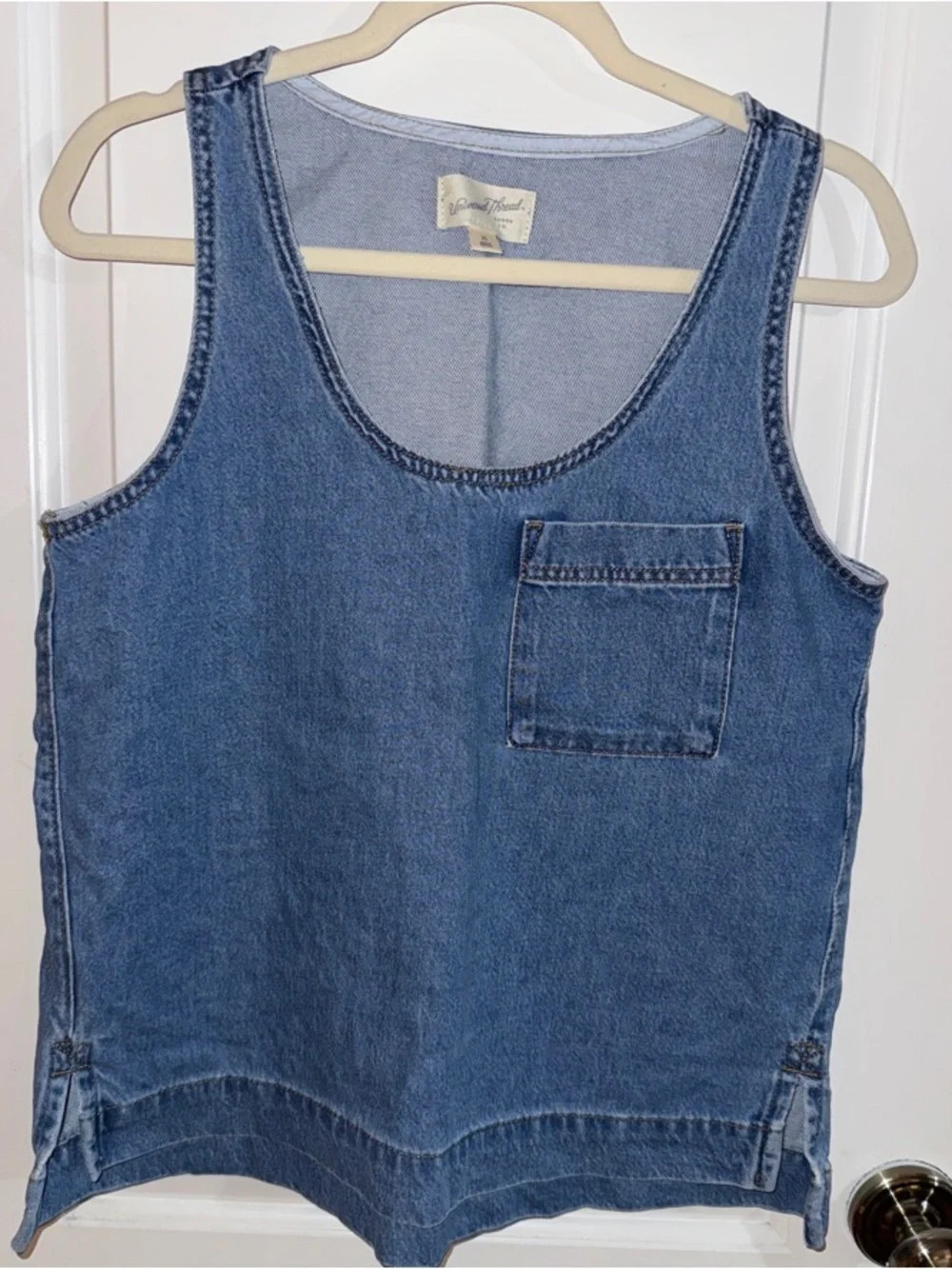 Universal Thread Light Blue Denim Tank with Front Pocket | Poshmark