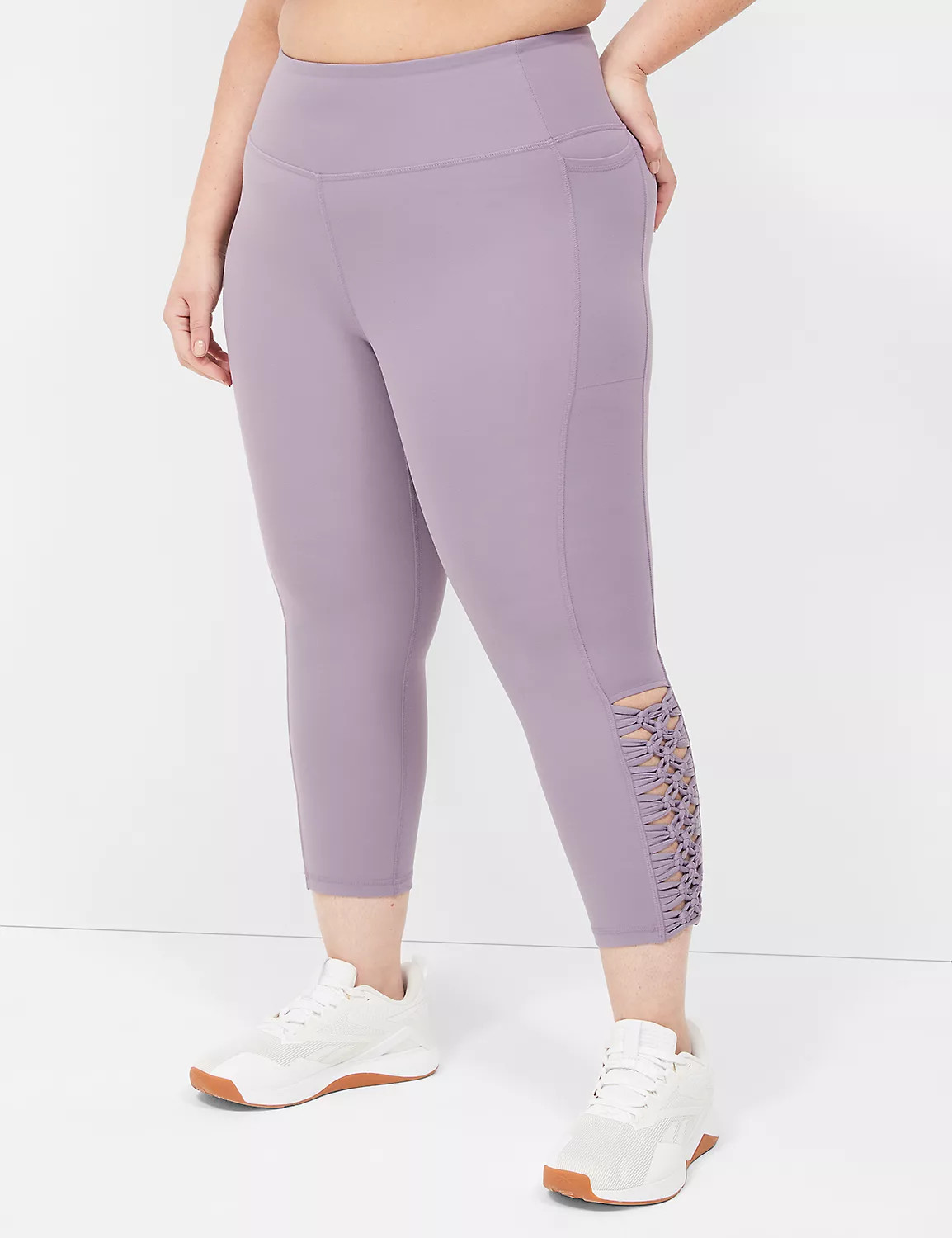 LIVI High-Rise Recycled LIVI Soft Capri Legging With Macrame | LaneBryant | Lane Bryant (US)