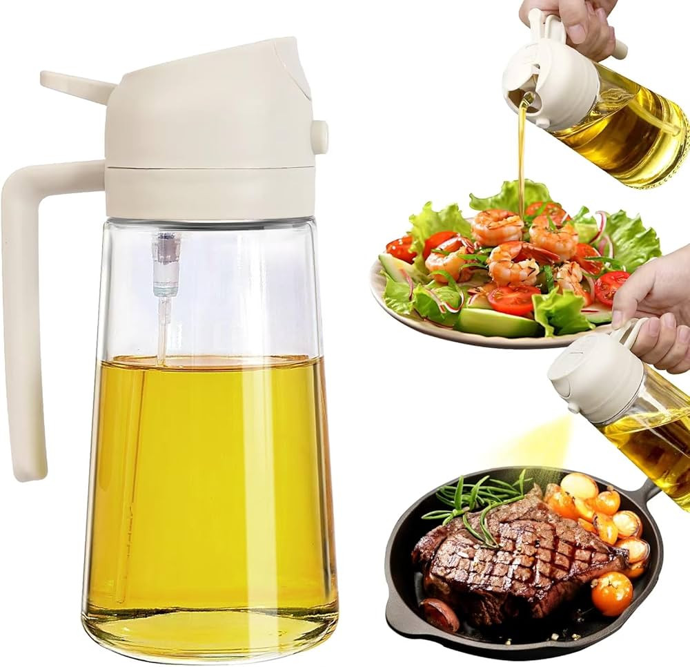 2 in 1 Oil Dispenser and Oil Sprayer,470ml Oil Dispenser Bottle Spray and Pour,Glass Olive Oil Sp... | Amazon (US)