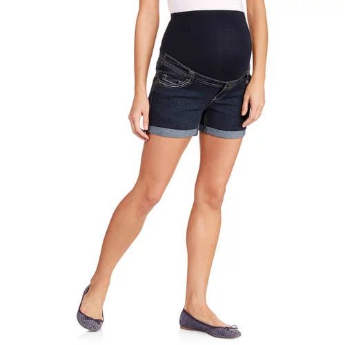 Oh! Mamma Women's Maternity Double Rolled Cuff Denim Shorts with Full Panel | Walmart (US)