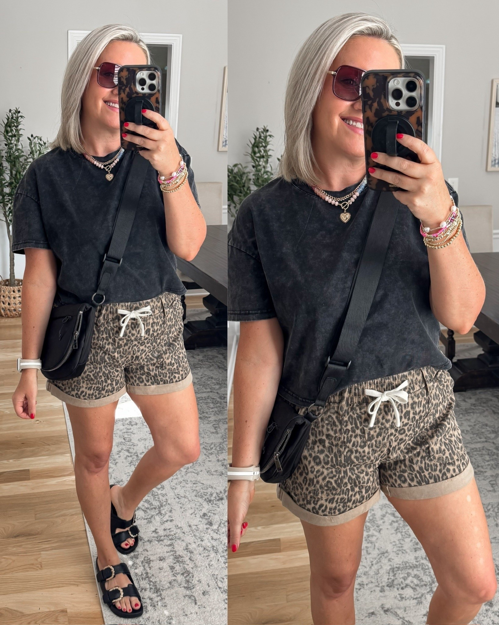 These leopard shorts are one of those pieces that instantly make a basic outfit feel more fun. The relaxed fit keeps them comfortable, and they’re easy to pair with a simple black tee, denim shirt, or lightweight sweater as we start easing into fall.

leopard shorts, printed shorts, casual outfit, everyday style, fall transition outfit, weekend outfit, comfortable shorts, boutique fashion, easy style, graphic tee outfit, lovelylifestyling

#LTKootd #LTKTravel #LTKdayinmylife