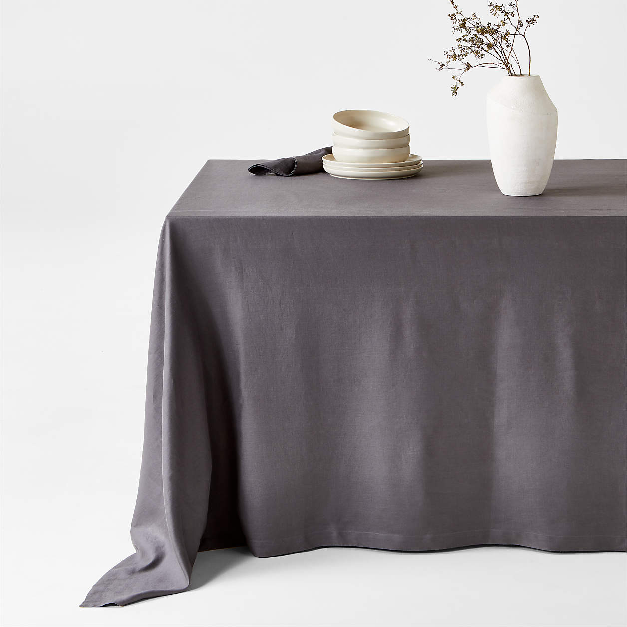 Marin Warm Natural Oversized European Flax -Certified Linen Tablecloth + Reviews | Crate & Barrel | Crate & Barrel