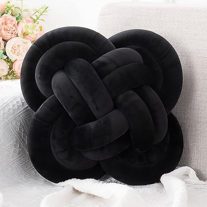 Xiashrk Knot Pillow, Decorative Throw Pillows with Soft Plush for Couch, 12" Knotted Pillows Blac... | Amazon (US)