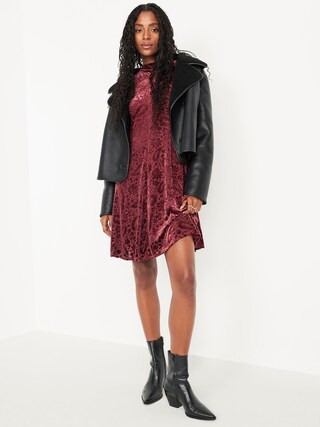 Long-Sleeve Velour Mini Dress | Old Navy (US)
