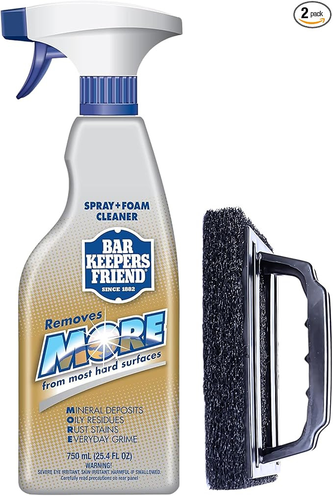 Daily Shower Spray Kit with 2 Items, Hard Water Spray Foam Cleaner with Glass Stain Remover Scrub... | Amazon (US)