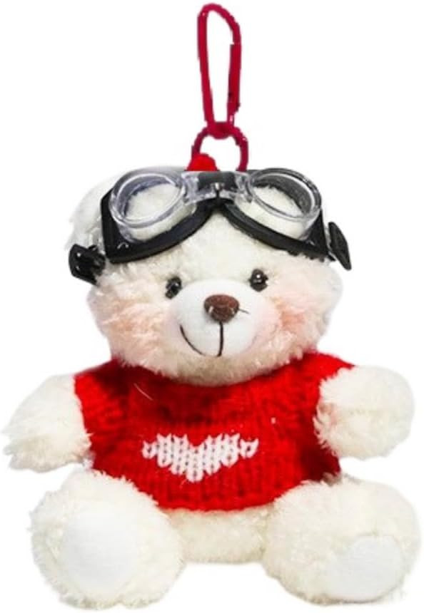 Cute Bear and Bunny Keychain with Goggles - Plush Pendant, Bag Key and Charming Accessory for Any... | Amazon (US)