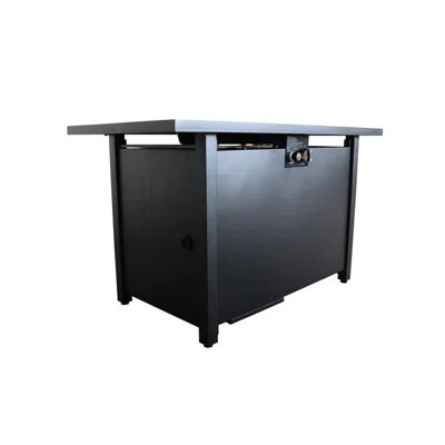 25" H 42" W Steel Outdoor Fire Pit Table With Lid - Modern Patio Heating Pit, Rust- Construction, Stainless Surface, Lava Rocks, Side Door For Propane | Wayfair North America