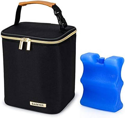 BABEYER Breast Milk Cooler Bag with Ice Pack Fits 4 Baby Bottles Up to 9 Ounce, Baby Bottle Coole... | Amazon (US)