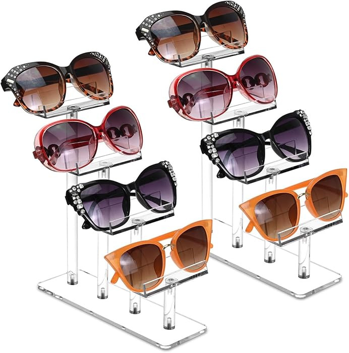 MOOCA 2 Pcs Set 4 Tier Premium Acrylic Eyeglasses Frame Stand, Sunglasses Rack, Sunglasses Stand ... | Amazon (US)
