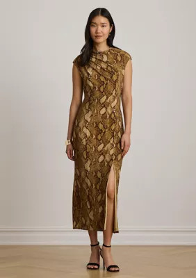Women's Python-Print Jersey Cap-Sleeve Dress | Belk