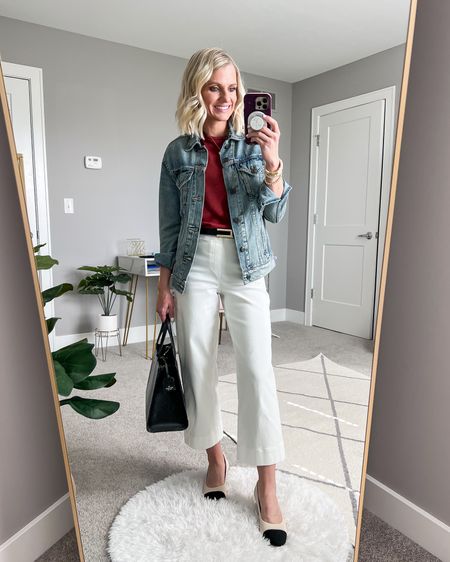 What I wore this week!
Top- old from Express, linked similar 
Jacket- xs
Pants- xs/petite (code: THRIFTYWIFEXSPANX for 10% off)
Shoes- 7.5
Purse- thrifted, brand is Late Spade, linked similar 

#LTKstyletip #LTKSeasonal #LTKsalealert