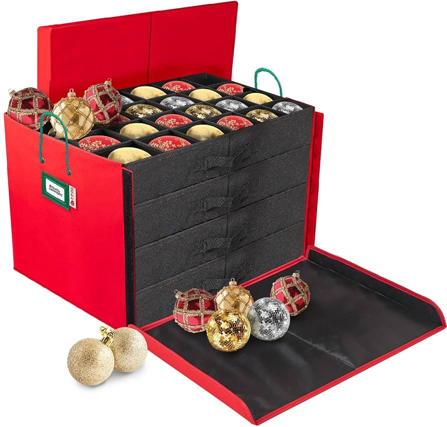 HOLDN’ STORAGE Christmas Ornament Storage Container Box with Dividers - Stores up to 96-3" Orna... | Amazon (US)