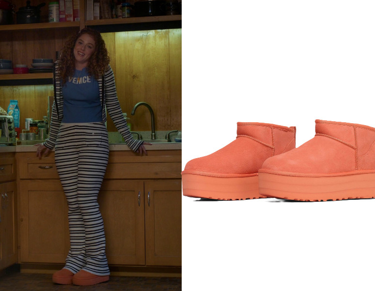 Summer wearing this striped knit set and orange uggs in 3x03 of Shrinking

more on shopyourtv.com 

 