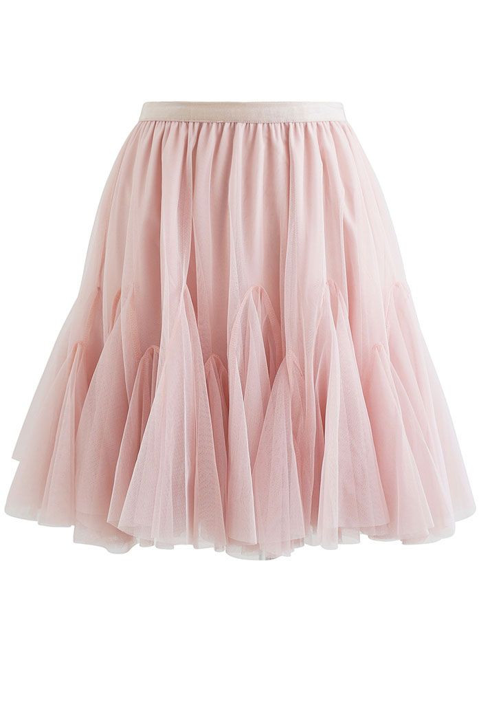 Ruffle Hem Mesh Tulle Mini Skirt in Pink | Chicwish