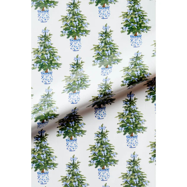 Blue Christmas Tree Gift Wrap Roll - Set of 2 | Cailini Coastal