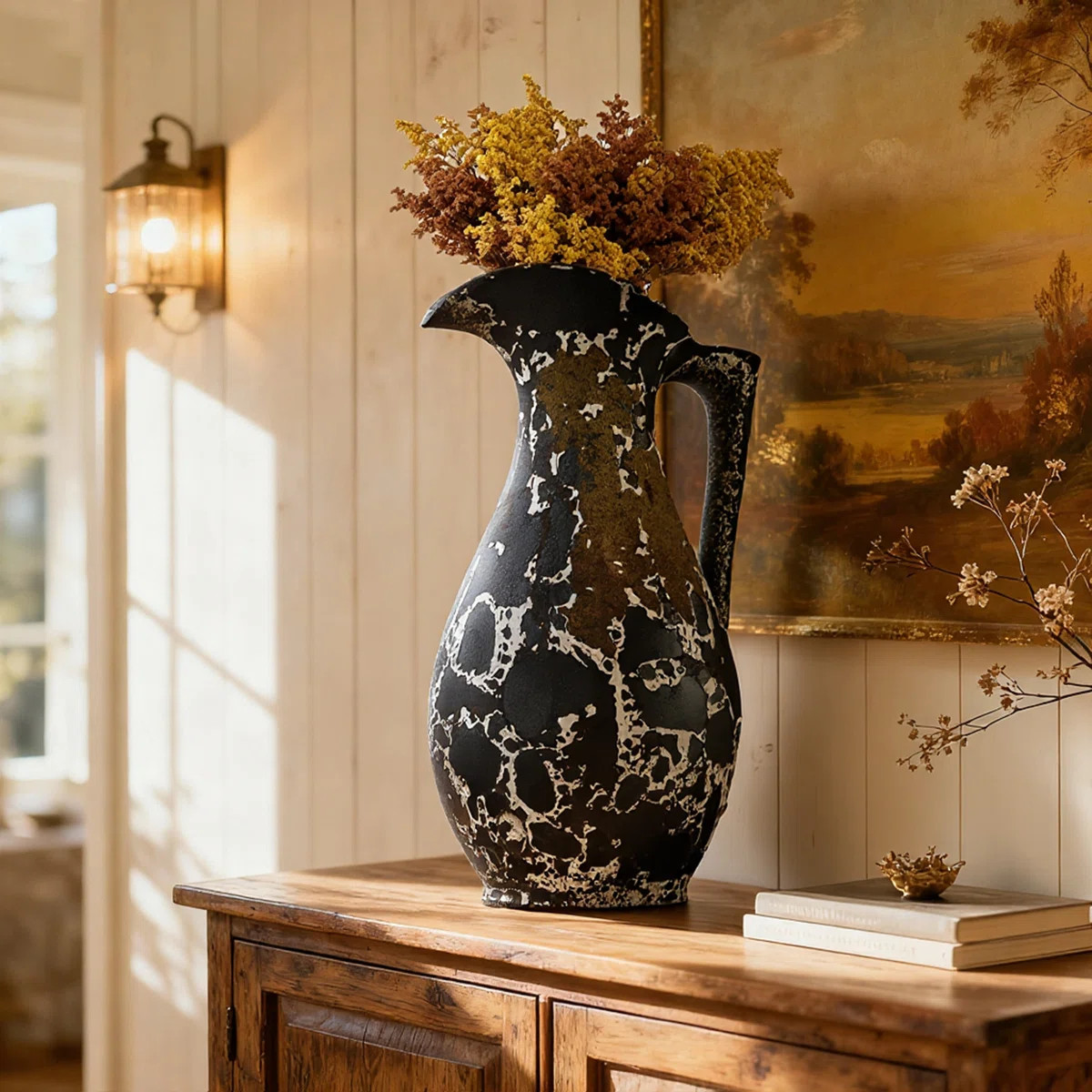 Handmade Ceramic Table Vase floor, Boho Pottery Terracotta Vase with Sculptural Handles, Decorati... | Wayfair North America