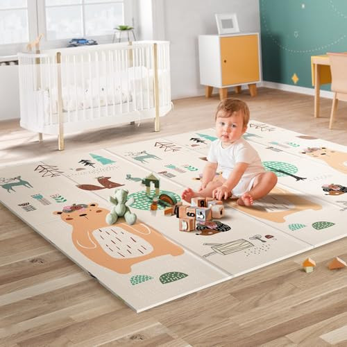 UANLAUO Baby Mat for Floor - Foldable Baby Play Mat for Babies Toddlers, 59" X 59" Extra Large In... | Amazon (US)