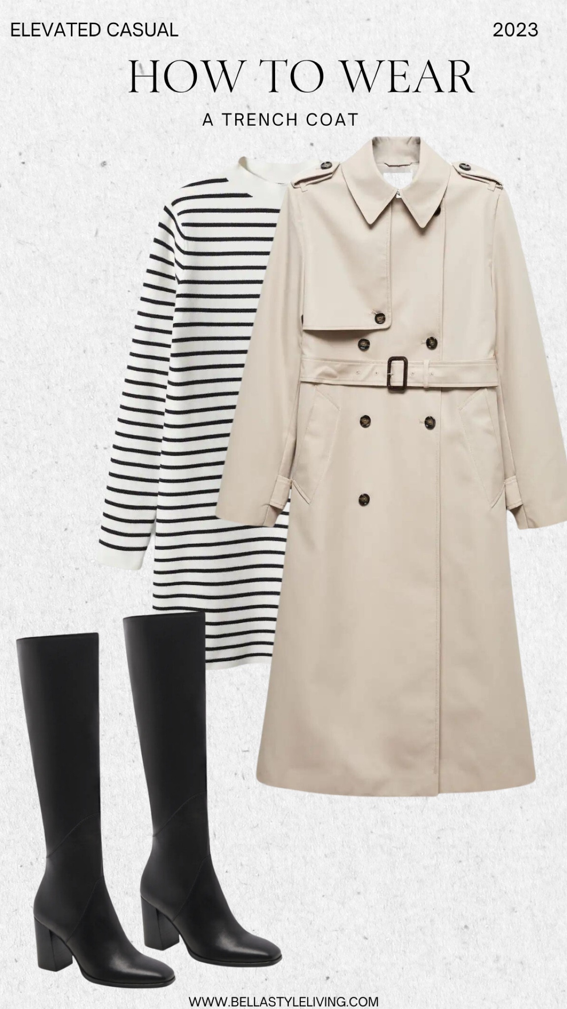 How to style a trench coat | black boots | dress for fall | tall boots 

#LTKfindsunder100 #LTKstyletip #LTKshoecrush