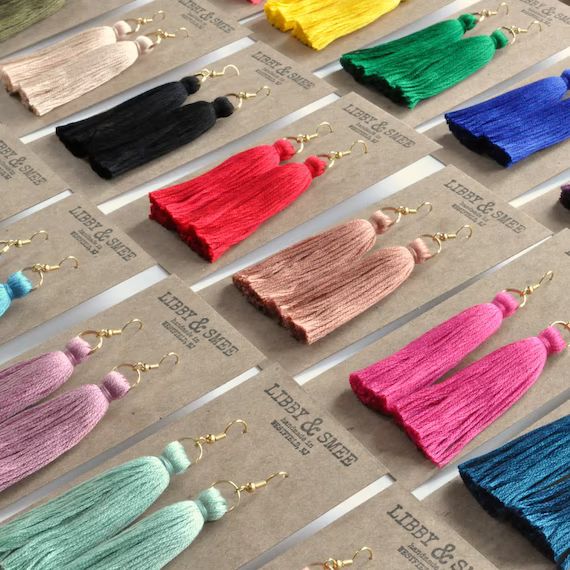 Tassel Earrings, 23 Colors to Choose From, Long or Mini Tassel Earrings, Best Bohemian Earrings, ... | Etsy (US)