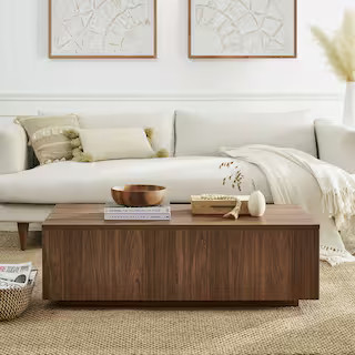 Meyer&Cross Paxton 47.5 in. Satin Walnut Rectangle MDF Top Coffee Table CT2341 - The Home Depot | The Home Depot