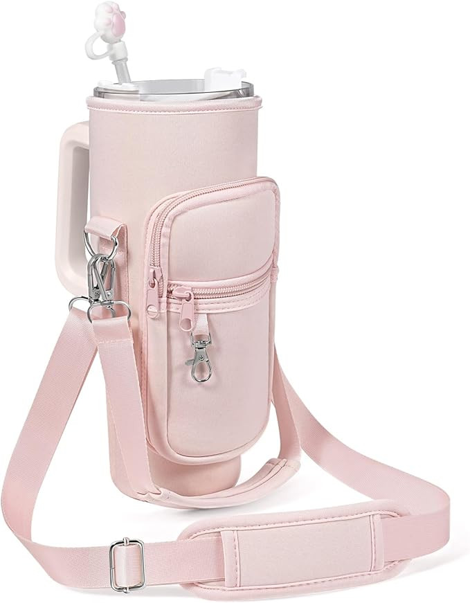 Water Bottle Holder with Strap Pouch and Handle fits for Stanley Quencher H2.0 & Adventure 40 oz ... | Amazon (US)