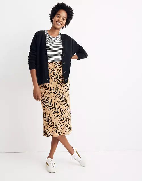 Silk Midi Slip Skirt in Tiger Stripe | Madewell