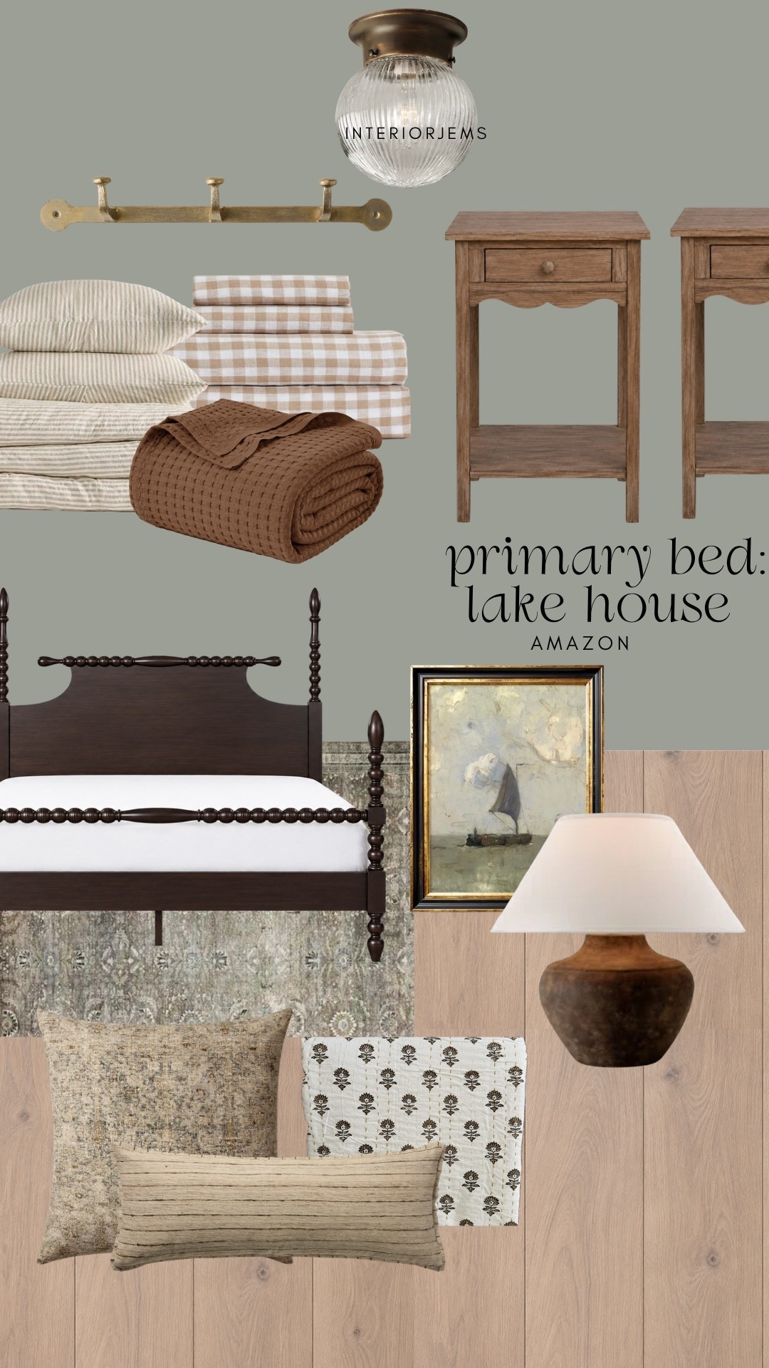 Here’s my vision for our primary bedroom at our lake house. Paint color is pigeon. By farrow and ball. Nightstands I’m going to DIY, but I’m linking the original as well and the supplies I’m using. Hands-down my favorite designer lamp you can’t go wrong. Handmade bedding from Etsy linen bedding from quince. Vintage style bed.

#LTKSaleAlert #LTKHome