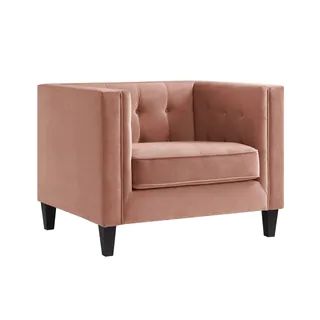 Paolo Velvet Tufted Club Chair - Square Arms, Tapered Legs (Blush) | Bed Bath & Beyond