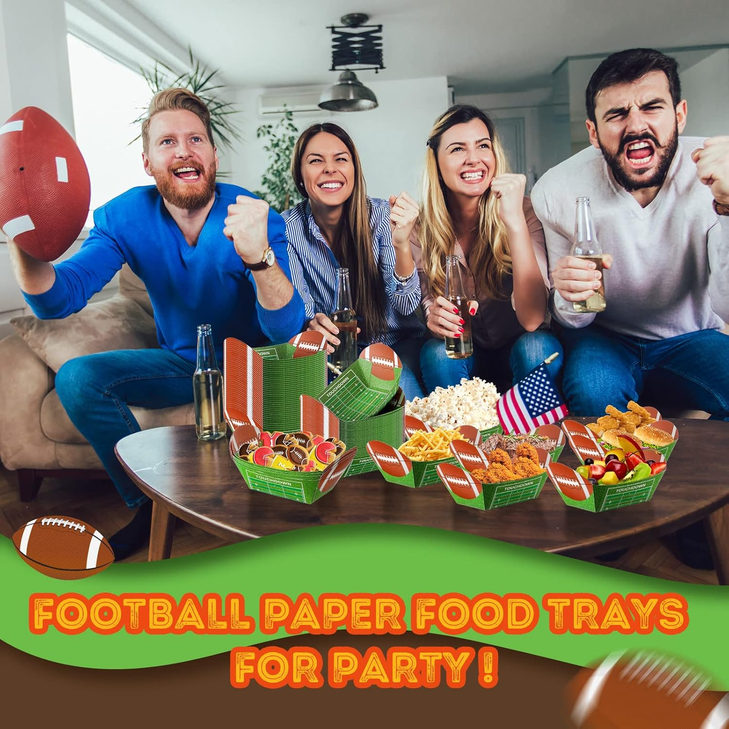 Yungyan 100 Pieces Football Paper Bowl Football Food Trays Nacho Trays Football Paper Party Bowls... | Amazon (US)