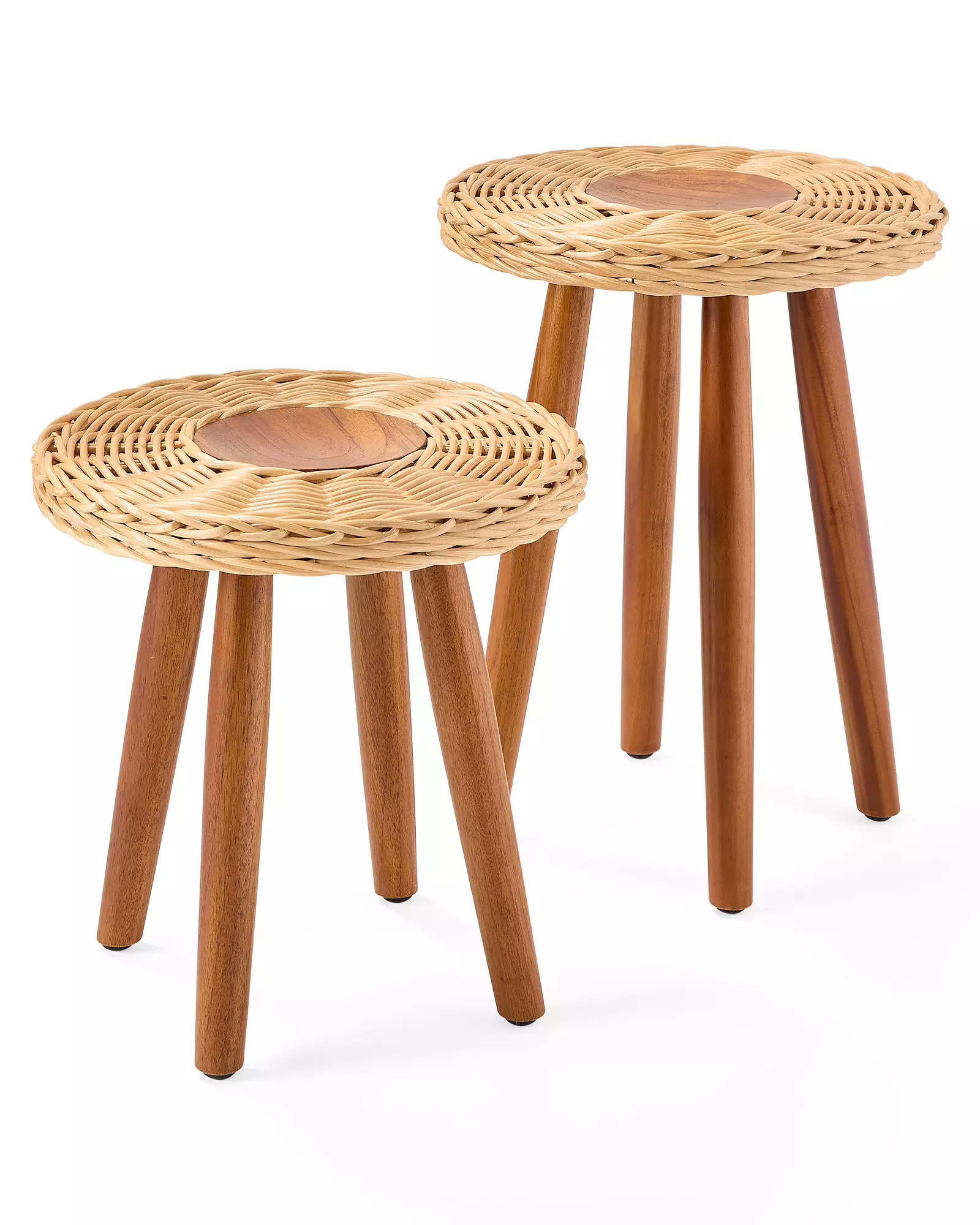 Teak and Wicker Stool | Serena and Lily