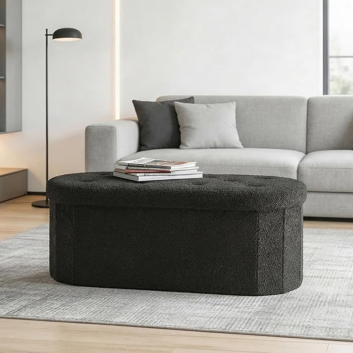 DUMOS 43 Inch Storage Ottoman Bench End of Bed, Black | Amazon (US)
