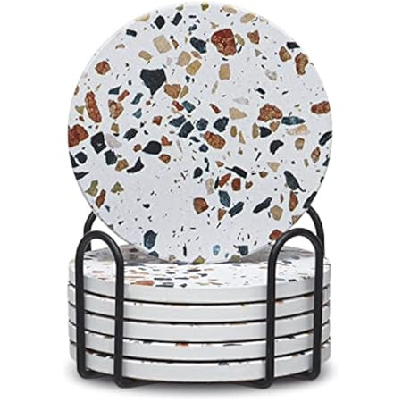 LIFVER Coasters for Drinks, Absorbent Coasters with Holder Set of 6, Avoid Furniture Being Scratched | Amazon (US)