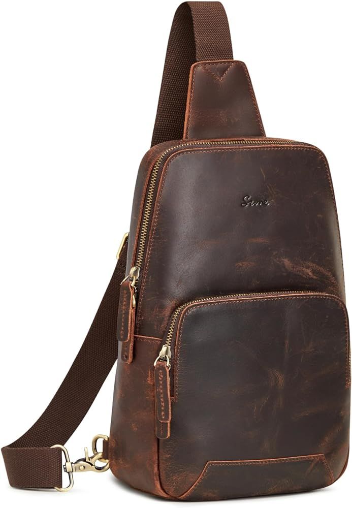 S-ZONE Sling Bag for Men Women RFID Blocking Genuine Leather Crossbody Shoulder Bag Backpack Hiki... | Amazon (US)