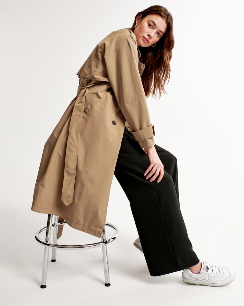 Women's Oversized Nylon Trench Coat | Women's Coats & Jackets | Abercrombie.com | Abercrombie & Fitch (US)