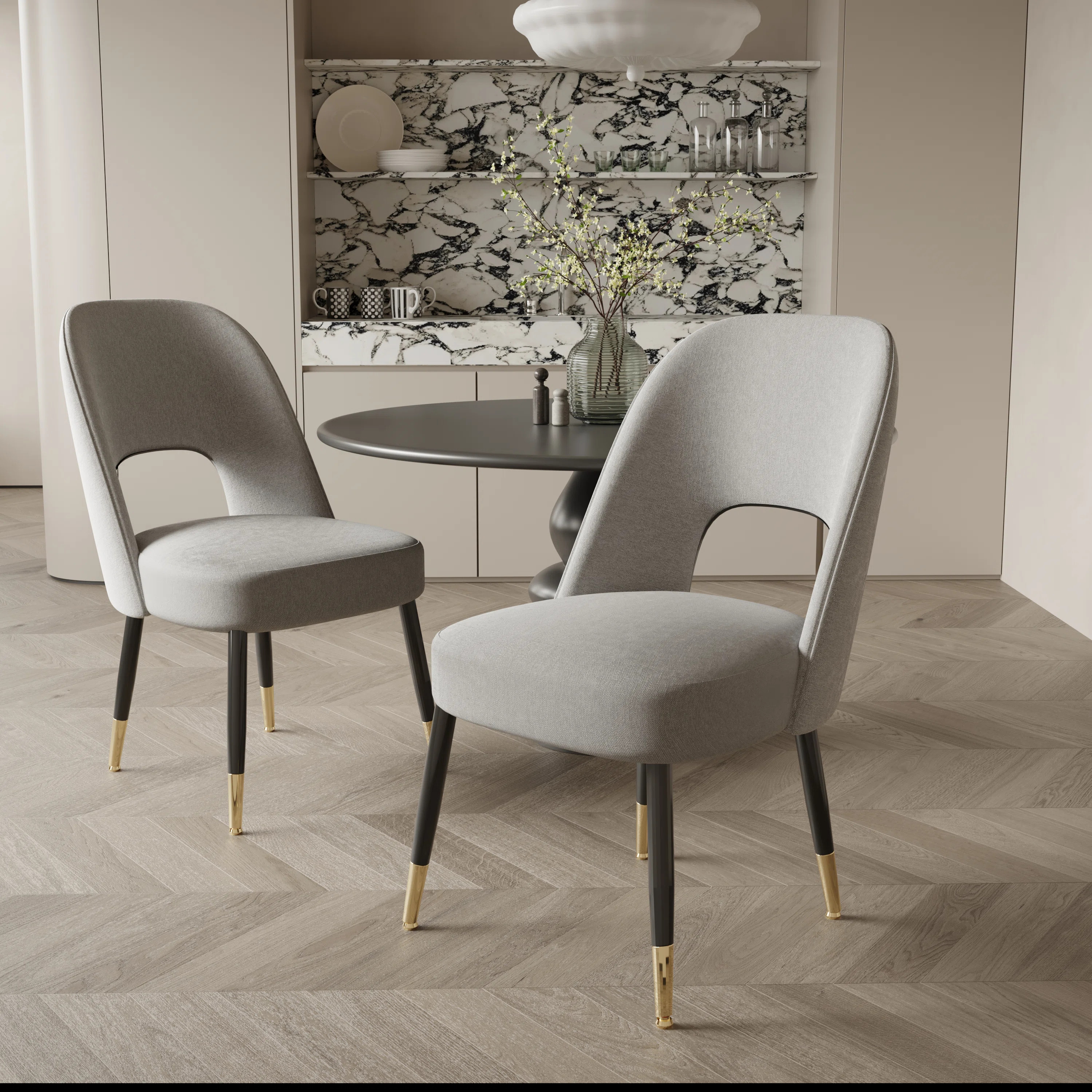 Fabric Dining Chair With Metal Legs (Set of 6) | Wayfair North America