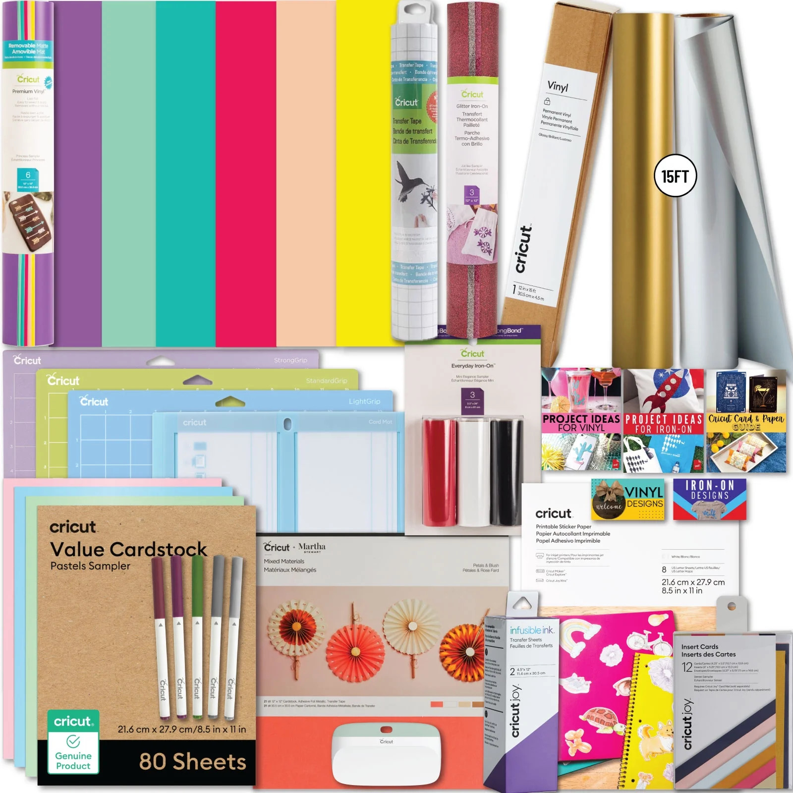 Cricut Ultimate Materials, 15ft Vinyl Rolls and Accessories Bundle for Cricut Explore Air & Maker... | Walmart (US)