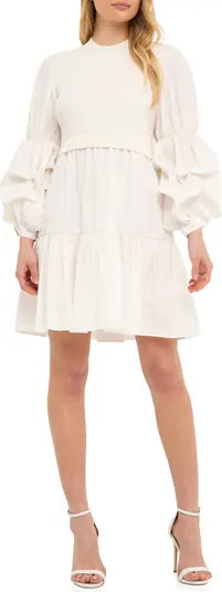 Mix Media Long Sleeve Tiered Dress | Nordstrom