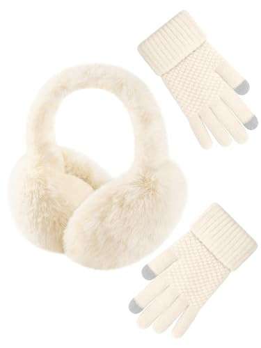 Senker Fashion Winter Ear Muffs for Women Faux Fur Warm Earmuffs Cold Weather Fluffy Ear Warmers Foldable Ear Covers Headband | Amazon (US)