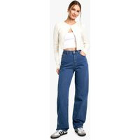 Womens Boohoo Basics High Waisted Boyfriend Jeans - Blue - 16/30L | boohoo (US & Canada)