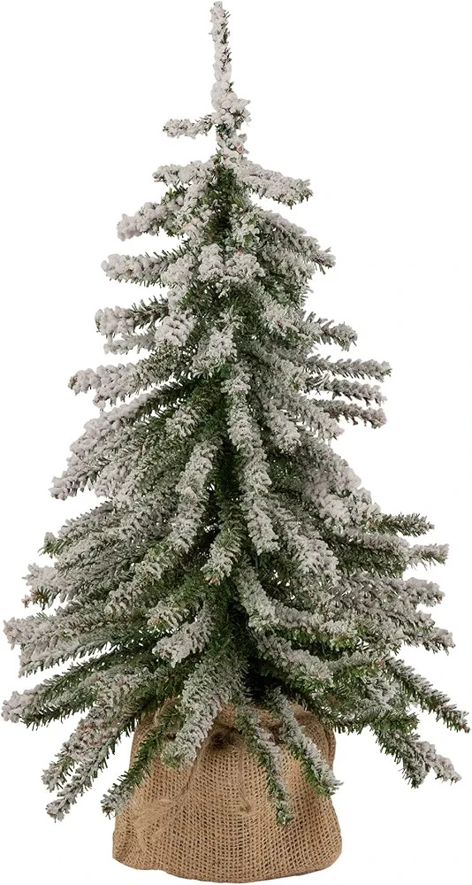 Northlight 18" Potted Flocked Downswept Mini Village Pine Medium Artificial Christmas Tree - Unli... | Amazon (US)