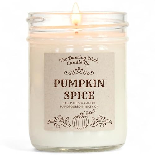 The Dancing Wick Candle – Pumpkin Spice Candle – Sweet & Spicy Pumpkin Scent – 8 oz Soy Wax, Hand-Poured – Cozy Autumn Aroma – Made in the USA – Warm Seasonal Home Decor Gift (Pumpkin Spice) | Amazon (US)