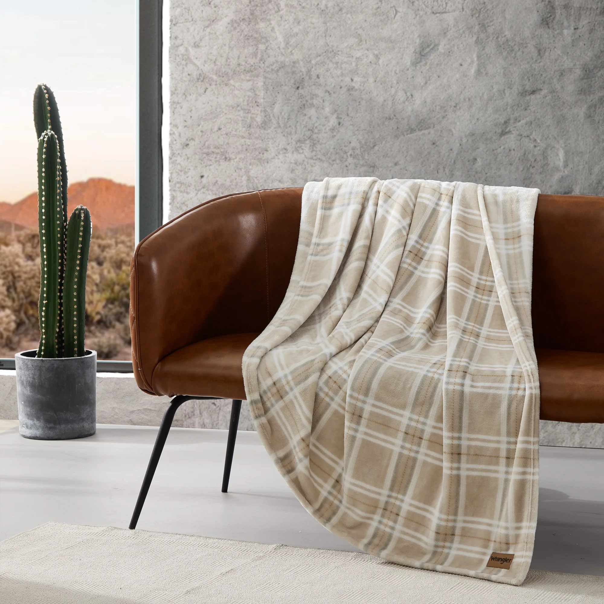 Wrangler Jackson Plaid Beige Ultra Soft Plush Fleece Full/Queen Blanket | Walmart (US)