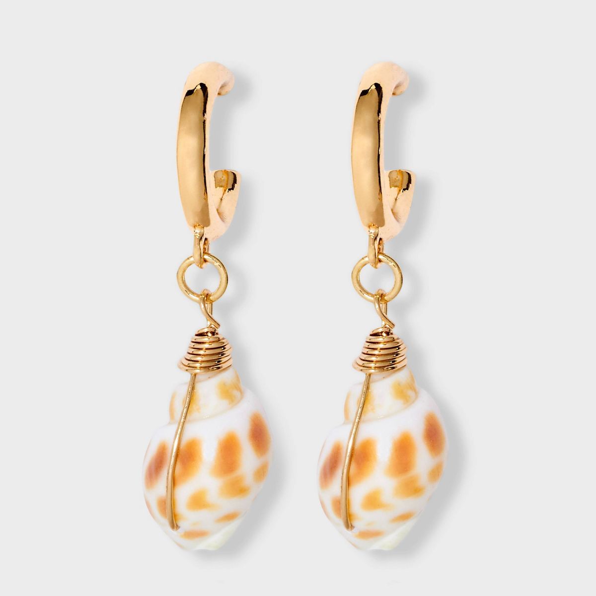 Gold Brown Shell Drop Hoop Earrings - A New Day™ | Target