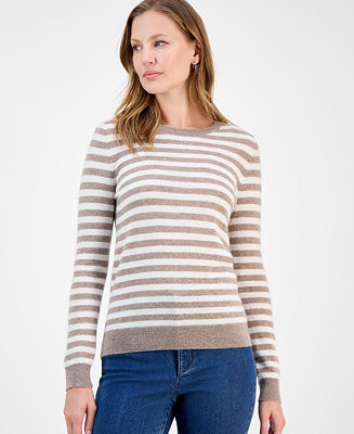 Charter Club Petite Striped Cashmere Sweater, Macy's Exclusive - Macy's | Macy's