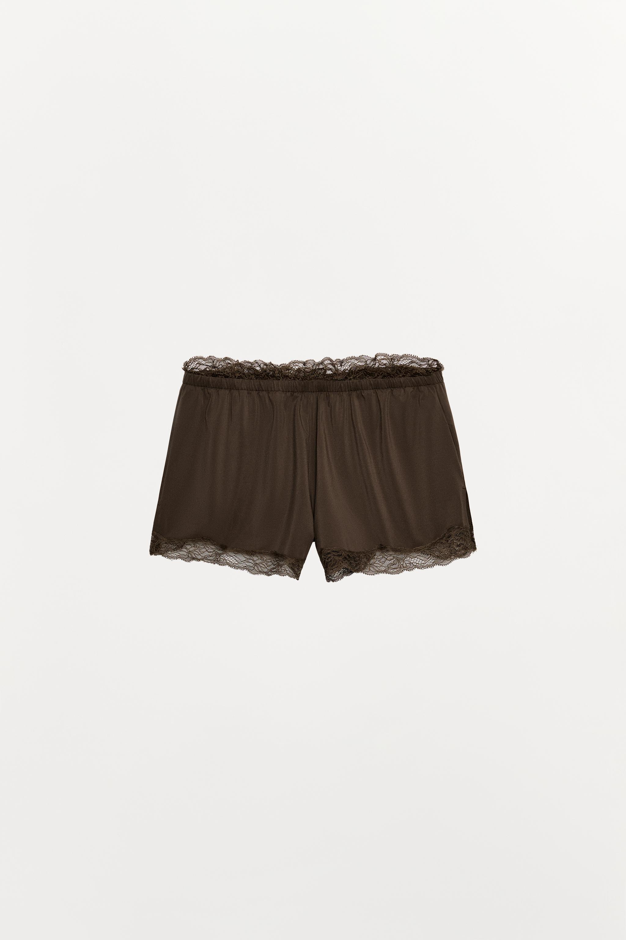 FLOWING SHORTS WITH LACE TRIM | Zara UK