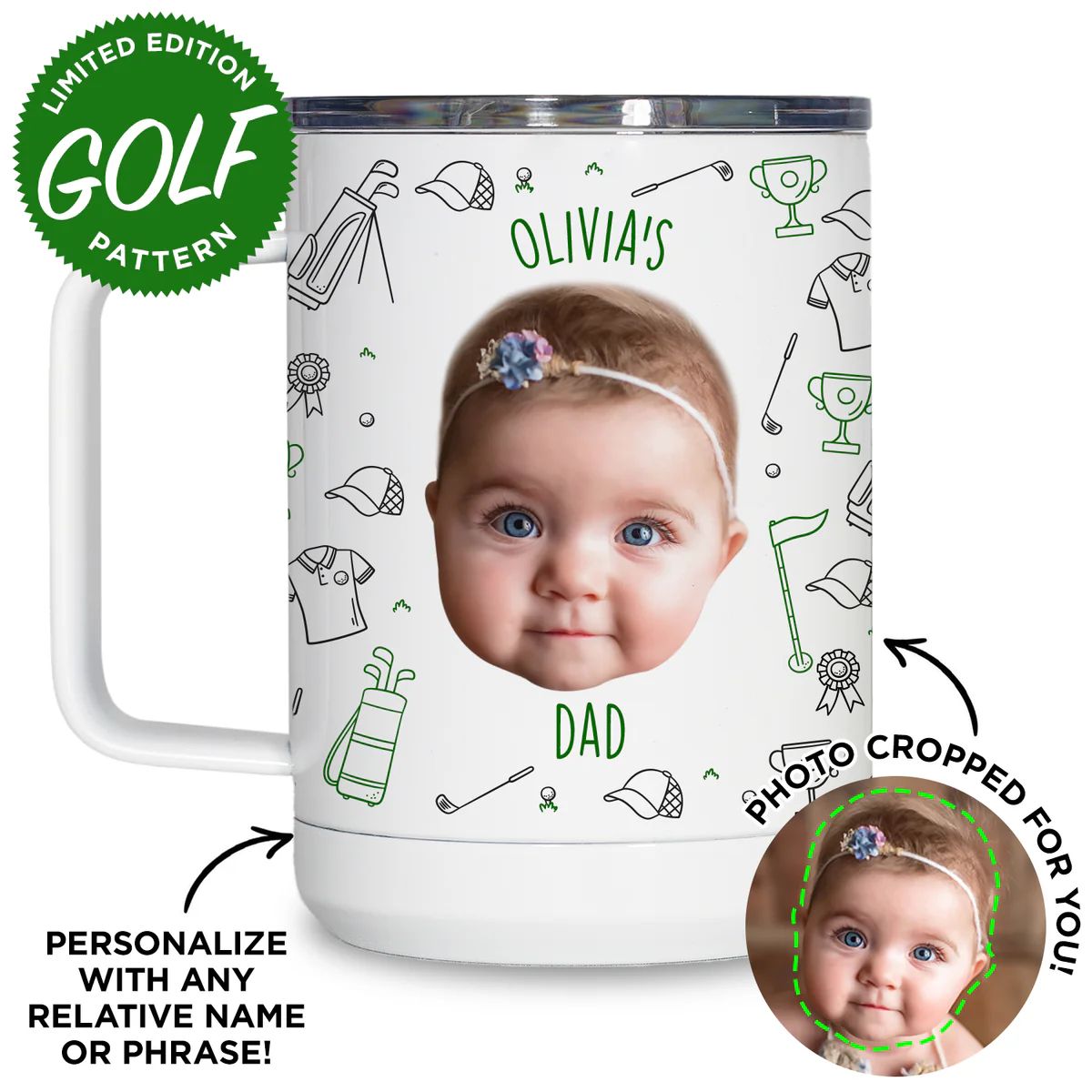 Personalized Baby Golf Travel Mug | Type League Press