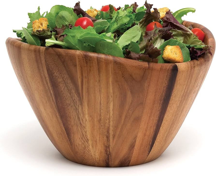 Lipper International Acacia Wave Serving Bowl for Fruits or Salads, Large, 12" Diameter x 7" Heig... | Amazon (US)